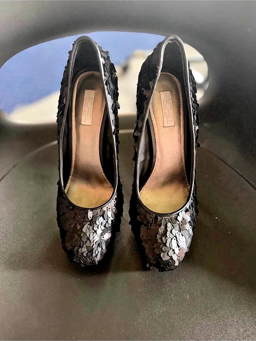 RACHEL Roy Keedan Sequin Platform Pumps Black